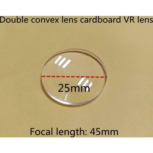 Acryli double convex lens diameter 25mm focal length 45mm for google cardboard Virtual Reality