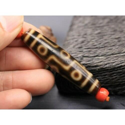 Treasure Magic Power Magic LKbrother Magic Tibetan Old Agate Ivory Color 9 Eye of Kingdom dZi Bead 55MM Amulet 4A SWr