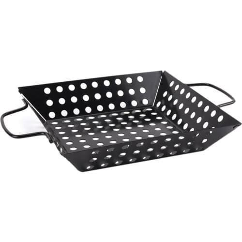 Non-Stick BBQ Pans Grill Topper Basket Wok Picnic Camping Cooking Seafood