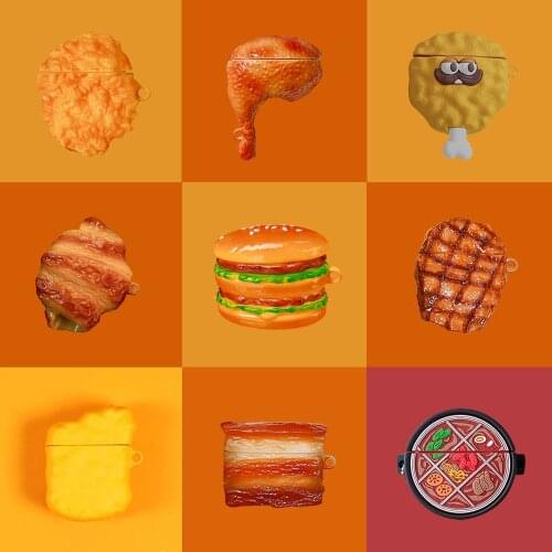 French Fries Hamburg Chicken Nuggets Steak Family Bucket Case for AirPods 1 2 Pro Charge Box Soft Silicon Earphone Protect Cover