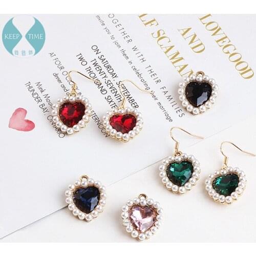 DIY handmade jewelry accessories love diamond pearl belt hanging earrings earrings necklace pendant Pendant Bracelet material