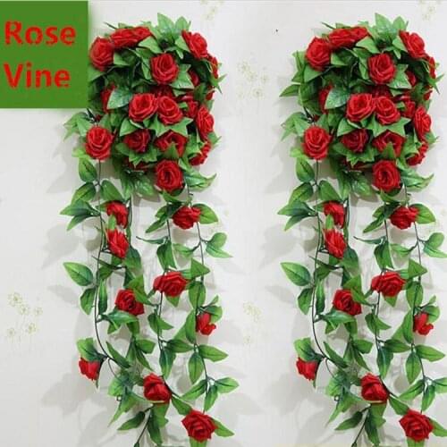 2.4 M long Artificial Silk Rose Flower Vine Wisteria Garland Wedding Home Decor Rattan 7 color