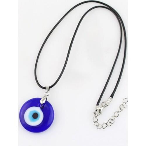 Exquisite Blue Glass Evil Eye Round Pendants Necklace Fashion Men Women Charms Necklace Accessories Creative Party Jewelry Gift
