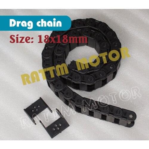 2M half seal open 18 x 18mm Plastic Cable Grag Chain wire carrier with end connectors towline for CNC Router Machine Tool 1000mm
