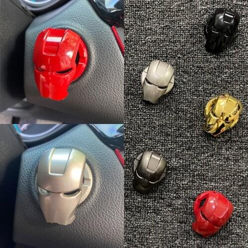 Iron Man Car Engine Ignition Start Stop Button Protective Cover Decoration Sticker Switch Button Cover Car Style Car Accessories