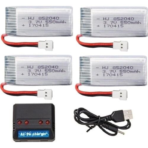 4pcs JXD523 JXD523W H43WH R/C Quadcopter RC Drone 3.7v 550mah Li-polymer battery 852040 with charger
