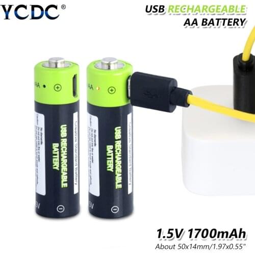 AA usb battery 1.5V lithium 1700mAh AA li-ion Battery 1.85Wh li-polymer with USB rechargeable + USB cable Charger Kit For Clocks