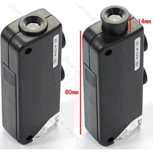 Mini Handheld 60x-100x Pocket Microscope Magnifer Loupe With Leather Bag