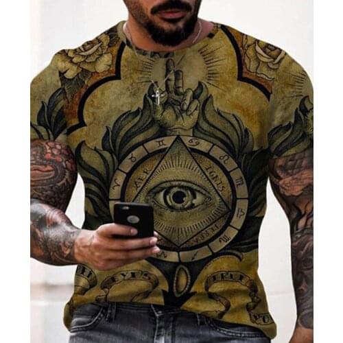 Men T Shirt 2021 Streetwear Tshirt Vintage Compass 3D Print Summer Short Sleeve T-Shirt For Male Tops Tees Oversize Clothes