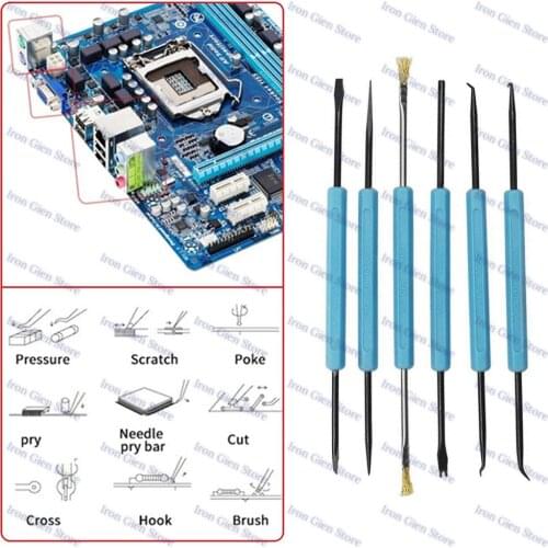 6pcs Desoldering Aid Tool Kits Help Solder Auxiliary Tools Welding Work Electronic Heat Assist for Grinding PCB Cleaning Repair