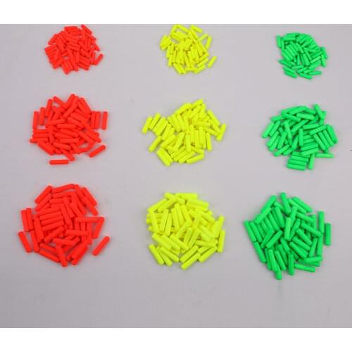 50pcs Cylinder Foam Rig Float Fishing Float Tip Visual Beans Red Orange Yellow Green Stops Terminal Accessories