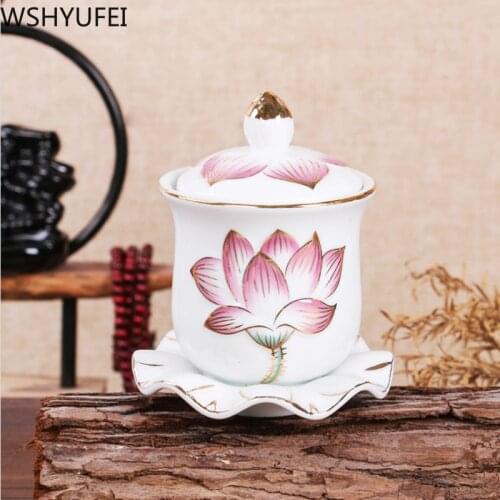 New style Lotus holy water cup for Buddha Guanyin Water supply cup Water purification cup Buddha equipment WSHYUFEI