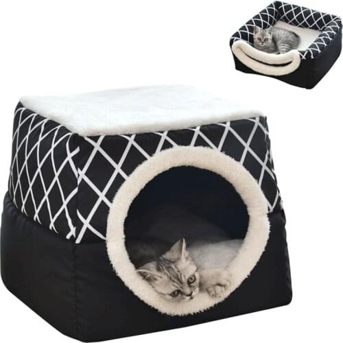 New Winter Warm Dog House Comfortable Plaid Kennel Mat For Pet Puppy Foldable Cat Sleeping Bed for Pets Cushion Products