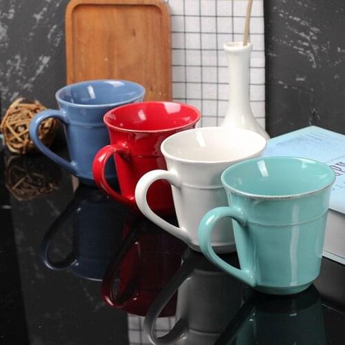 Nordic Solid Color Retro Mug Breakfast Coffee Milk Cup Home Office Gifts For Friends Large Capacity