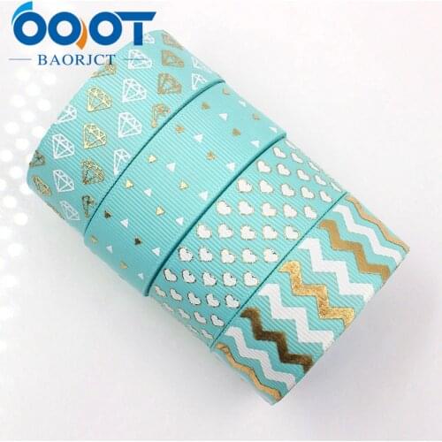 OOOT BAORJCT 1710241 22mm 10yards Bronzing Ribbons Thermal transfer Printed grosgrain Wedding Accessories DIY handmade material