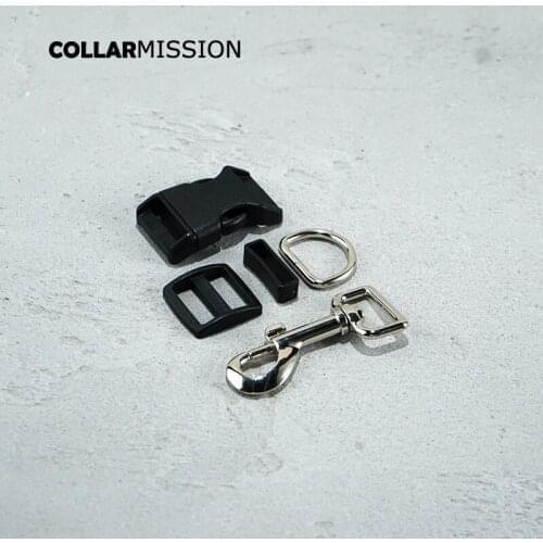 Plastic buckle+Tri-Glid+square keeper+D ring+metal dog clasp/set)Electroplating process black 25mm DIY dog collar accessories