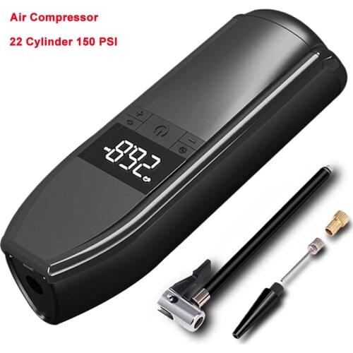 Portable Air Compressor Tire Inflator 19 cylinder metal motor Air Pump Rechargeable 150 PSI cordless Tire Pump for Car Bike Ball