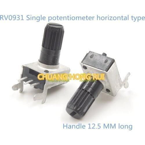 5 PCS RV09 RV0931 potentiometer horizontal long handle the volume potentiometer B502 5k 12.5 mm