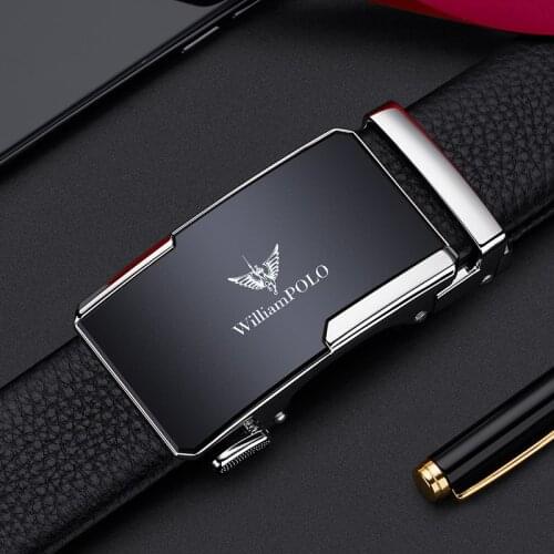 WILLIAMPOLO belt mens cowhide automatic buckle belt mens belt gift box young and middle-aged business casual pants