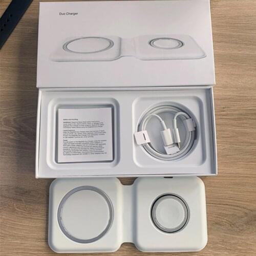 For iPhone 12 Pro Max 12 Mini Macsafe Duo Charger For Apple Watch Charging Dock 2 In 1 Magnetic 15W Wireless Chargers Station