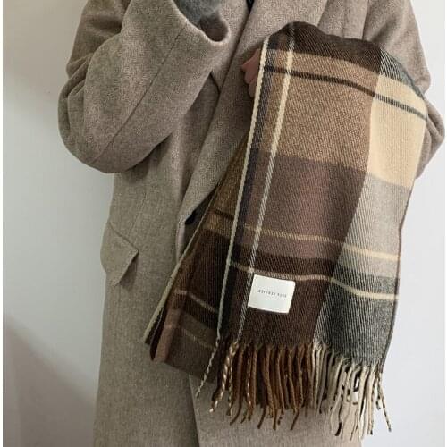 Winter warm plaid cashmere shawl scarf for men thicked blanket scarves lady wool pashmina foulard female neck warmer scarfs