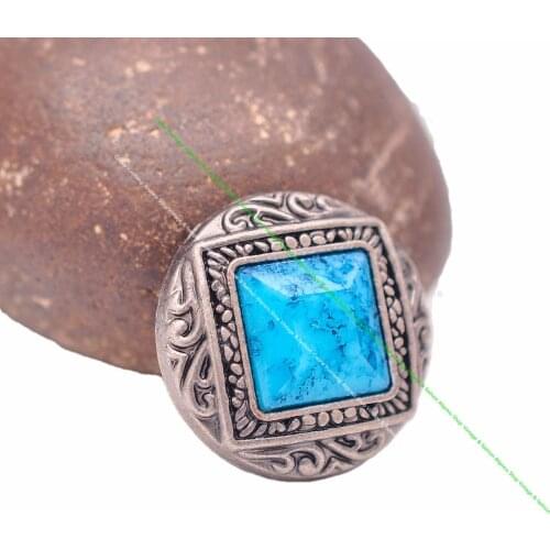 10pcs 1" Square Silver Indian Floral Art Blue Turquoise Conchos For Leathercraft Western Saddle Headstall Hatband Wallet Decor