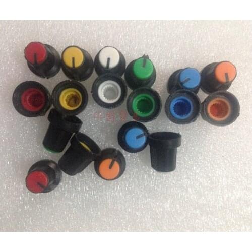 12pcs Plastic Volume Control Knob / Potentiometer Knob Cap for Encoder Potentiometer 6mm Round Shaft red yellow blue white