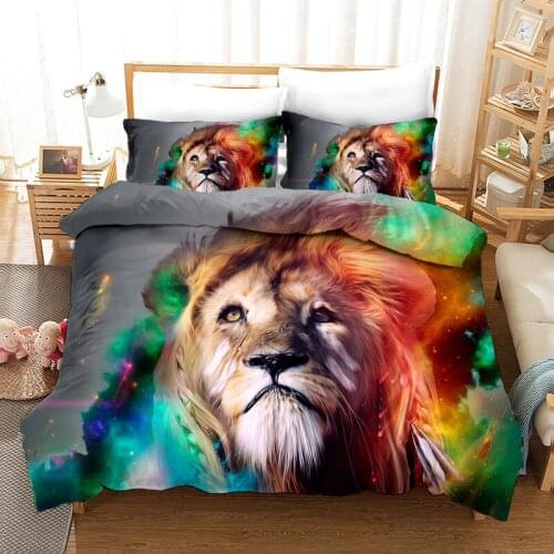 3D Animal Art Lion Bedding Set Duvet Cover Bedding Set Luxury Queen King Size Comforter Set Bed Set Queen Size Home 3D Quilt