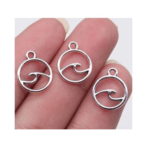 5pcs 15x12mm Antique Silver Color Waves Charms Pendant For Jewelry Making DIY Jewelry Findings