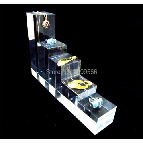 5 PCS/Set Free Shipping Clear Acrylic Display Column Jewelry Bracelet Ring Stand Holder Watch Display Stand Rack