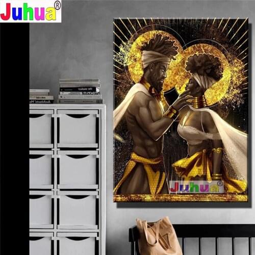 African Couple Picture Of Rhinestone Embroidery crystal Beaded Handicraft Diy Diamond Painting Cross Stitch Mosaic Diamond Art