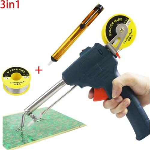 220V 60W Automatic Send Tin Gun Electric Soldering Iron Rework Station Desoldering Pump Welding Tool Solder Wire