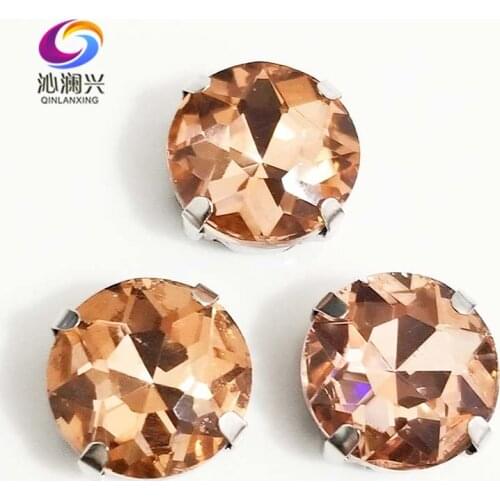 Free shipping Water red round shape High quality Glass Crystal sew on claw loose rhinestones,Diy Clothing accessories SWB08