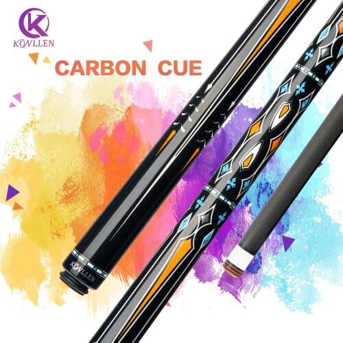 KONLLEN Billiard Carom Cue Carbon Fiber Shaft 12mm Tip Maple 3 Cushion Sticks Silver Ring Inlay 3/8*8 Radial Pin joint Libre Cue