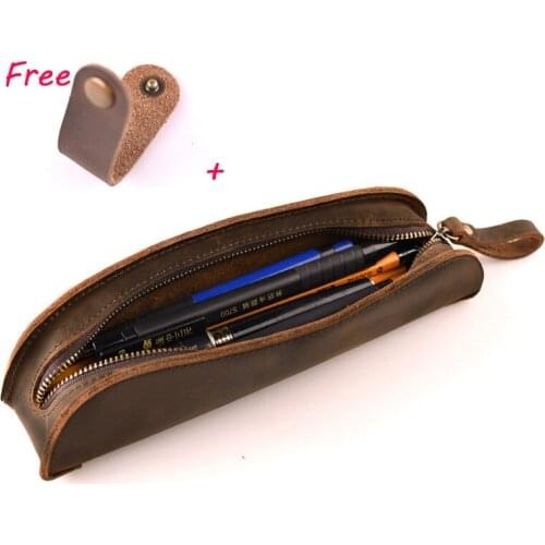 Genuine Leather Simple Style Pen Pencil Case Holder Box Bag Storage Container for Fountain Pen Ballpoint Pen as Luxury Gift
