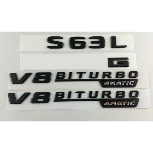 Black S63L FOR A M G V8 BITURBO 4MATIC Trunk Fender Badge Emblems