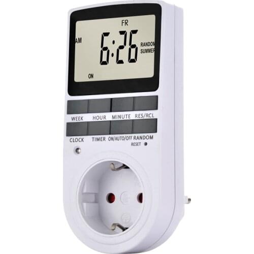 LCD Display Digital Energy Saving Timer Socket 10 Programmable Switching Programs Plug-in Timer Socket for Electrical Appliances