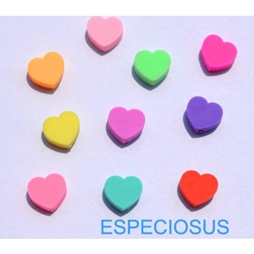 DIY Jewelry Accessories polymer clay beads Heart Shape Bracelet Spacer mix color Earring Making Department Slices 50pcs