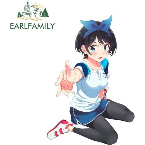 EARLFAMILY 13cm x 8.9cm for Kanojo Okarishimasu Sarashina Ruka Anime Car Assessoires Sticker Bumper Decal Sunscreen ScratchProof