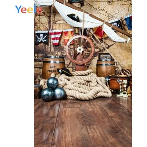 Pirate Rudder Treasure Wood Floor Boy Birthday Photography Backdrops Photographic Background For Photo Studio Photophone Prop