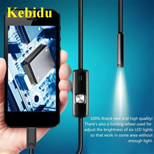 Kebidu USB Phone Endoscope 720P HD Endoscope Waterproof 6 LED 1m 7mm Borescope Snake Inspection Tube Video Camera Newest