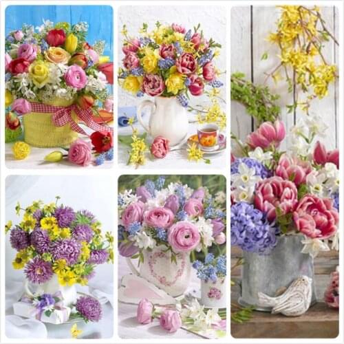 LZAIQIZG New Diamond Painting Floral Flower Series DIY Diamond Mosaic Embroidery Picture of Rhinestones Pictures Home Decoration