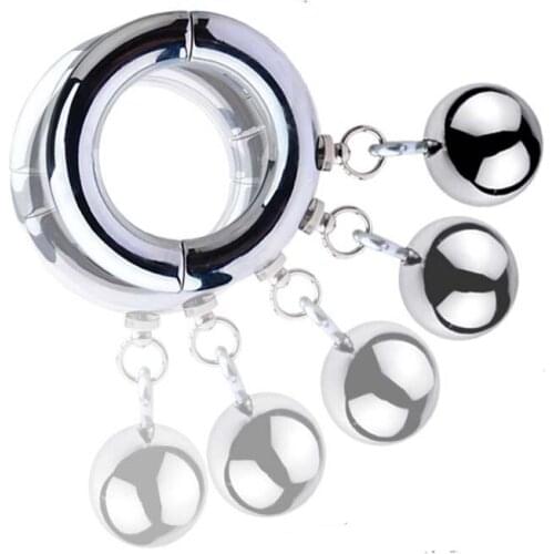 Metal Penis Rings Clamp Male Training Device Sex Toys For Men Heavy Ball Pendent Lock Penis Scrotum Stretcher Men Masturbators