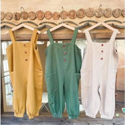 2021 New Stlye Girls Boys Overalls Autumn Cotton Fashion Kids Pants 1-7t XY OA19