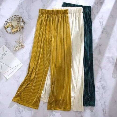 HStar 2020 Autumn Women Wide-leg Trousers Velour Long Pants Streetwear Loose Casual Womens Pants Oversized Pants Pantalones