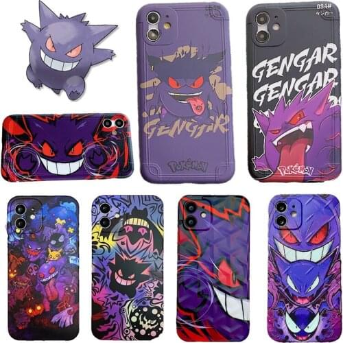 Anime Pokemon Gengar Cartoon Pattern Antiskid Phone Shell for IPhone11 11Pro 12 12Pro Xsmax 12promax 7 8plus XR XS Se2 Tops