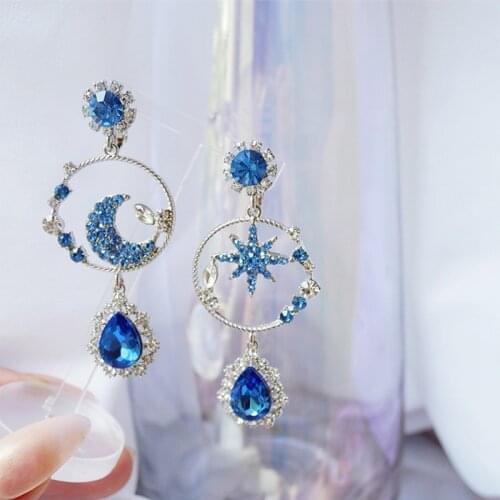 Tassel Earrings 2020 Zinc Alloy Vintage Water Drop Women Dangle Earring Korean Baroque Moon Circular Crystal Fashion Jewelry