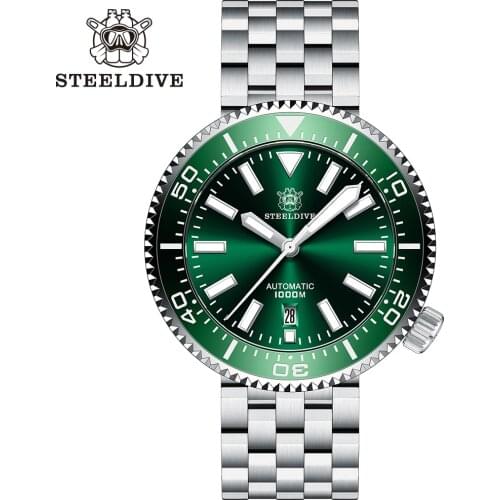 STEELDIVE SD1976 Mens Automatic Watches 1000m Waterproof Mechanical Wristwatch BGW9 Blue Luminous Ceramic Bezel Dive Watch Men
