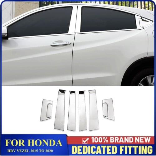 Stainless Steel Center Pillars B+C Window Pillar Cover Trims Accessories For Honda HRV Vezel 2015 to 2020