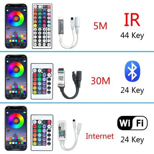 LED RGB RGBW Controller DC 12V 24 Key Wifi Bluetooth Remote 44 key Infrared Controller For SMD 2835 5050 RGB LED Strip Lights